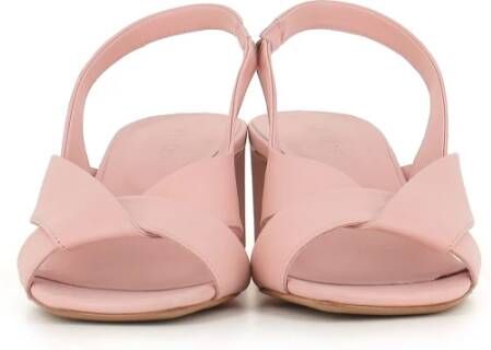 DEL Carlo Nude Leren Gekruiste Band Sandalen Pink Dames