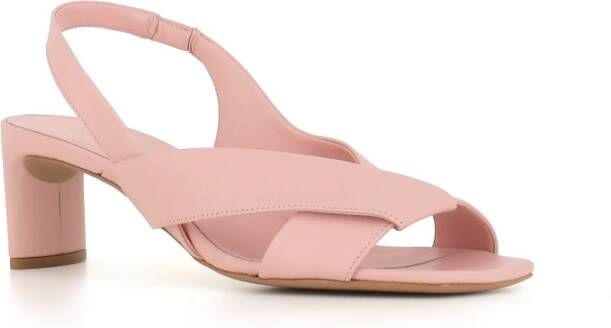 DEL Carlo Nude Leren Gekruiste Band Sandalen Pink Dames