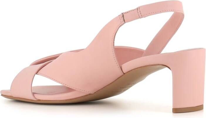 DEL Carlo Nude Leren Gekruiste Band Sandalen Pink Dames