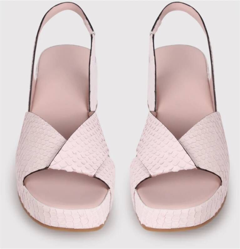 DEL Carlo Platte sandaal met weving en slingback Pink Dames