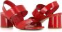 DEL Carlo Rode Leren Sandalen Red Dames - Thumbnail 2