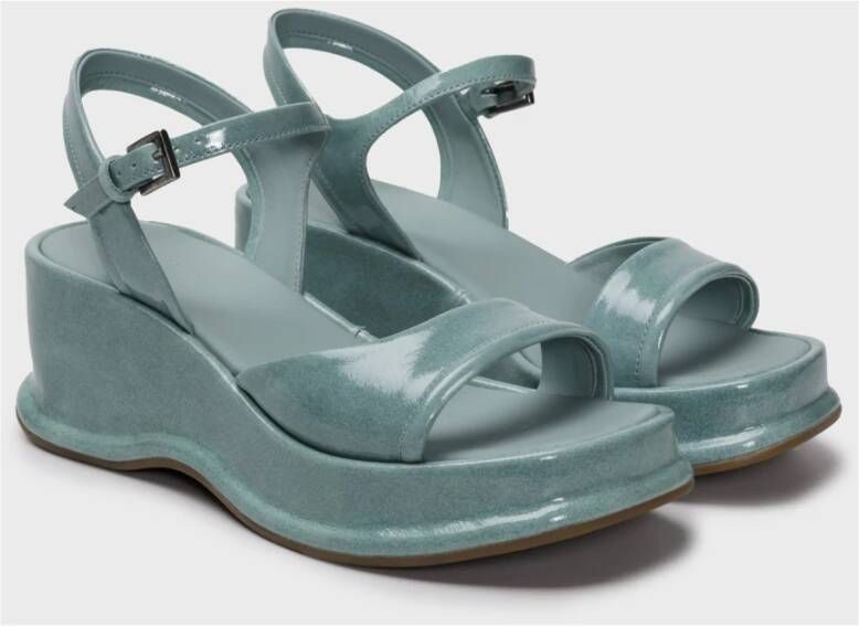 DEL Carlo Salie Groene Sleehak Sandalen Blue Dames