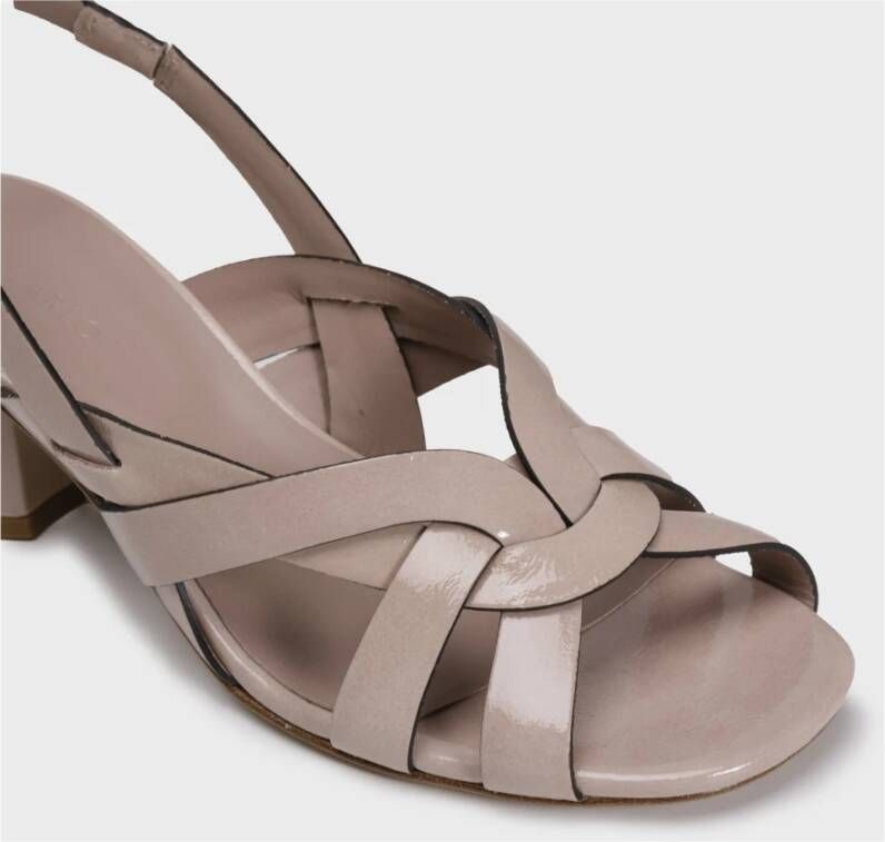 DEL Carlo Sandalen met bandjes en middelhoge hak Naakt leer Beige Dames