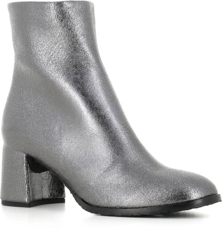 DEL Carlo Stalen Lamé Leren Enkellaarzen Gray Dames