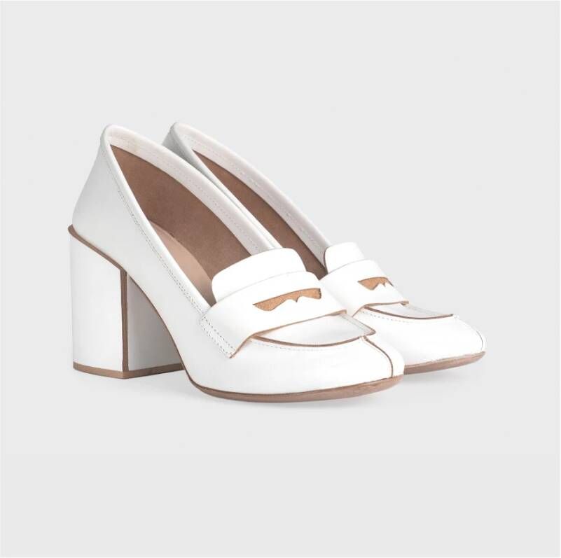 DEL Carlo Witte leren loafers met hak White Dames