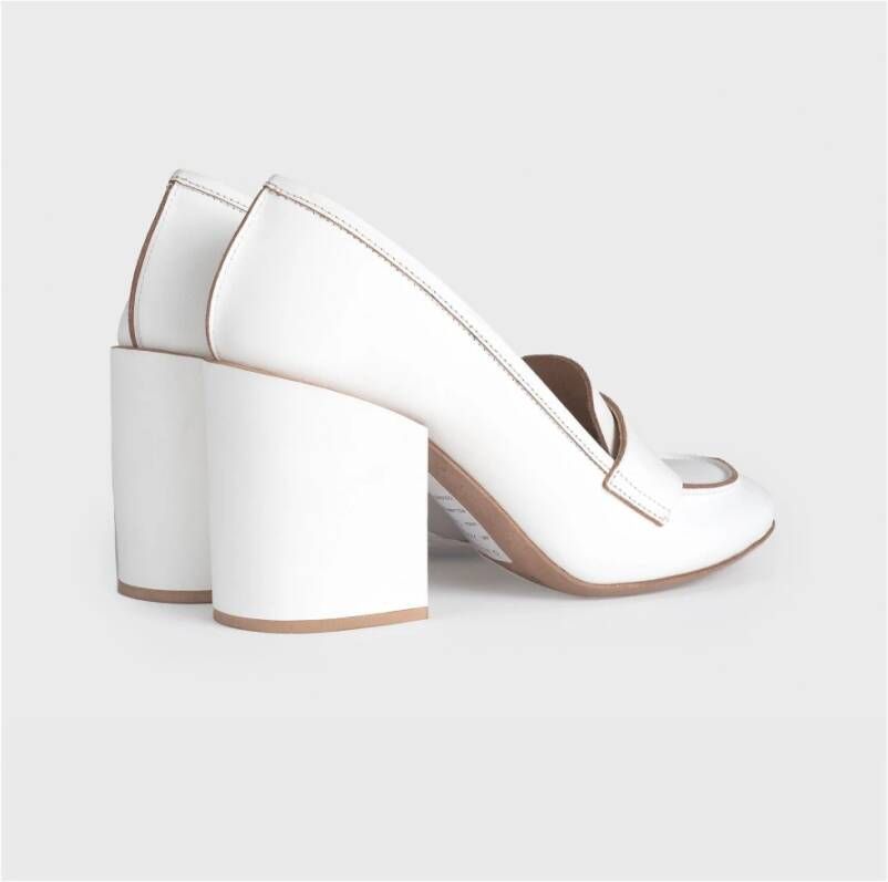 DEL Carlo Witte leren loafers met hak White Dames