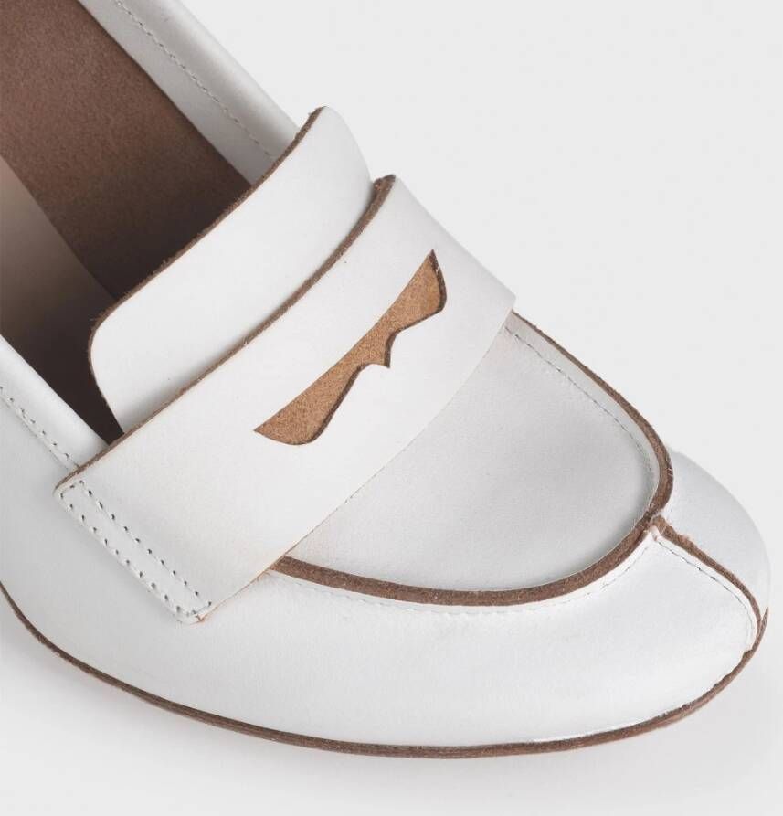 DEL Carlo Witte leren loafers met hak White Dames