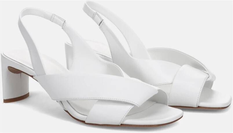 DEL Carlo Witte Leren Gekruiste Banden Sandalen White Dames