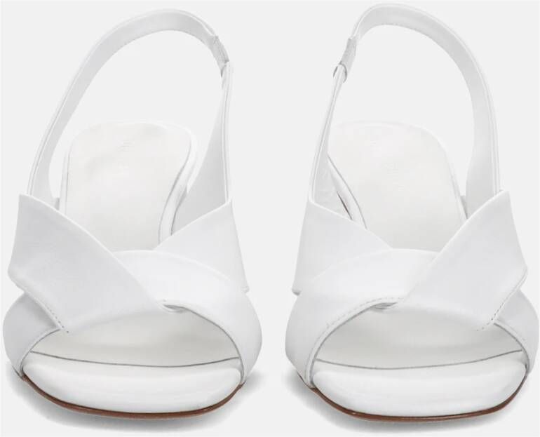 DEL Carlo Witte Leren Gekruiste Banden Sandalen White Dames