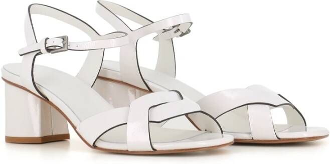 DEL Carlo Witte Leren Gevlochten Sandalen White Dames