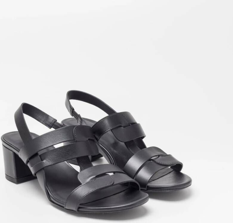 DEL Carlo Zwarte Leren Blokhak Sandalen Black Dames