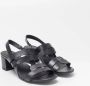 DEL Carlo Zwarte Leren Blokhak Sandalen Black Dames - Thumbnail 2