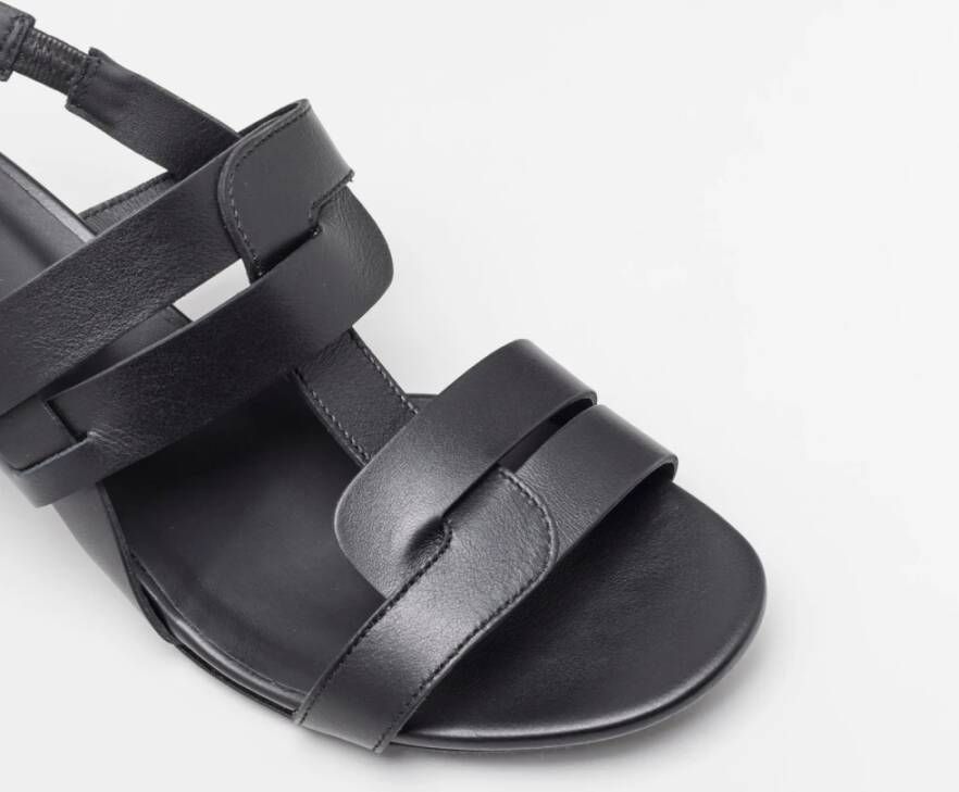 DEL Carlo Zwarte Leren Blokhak Sandalen Black Dames