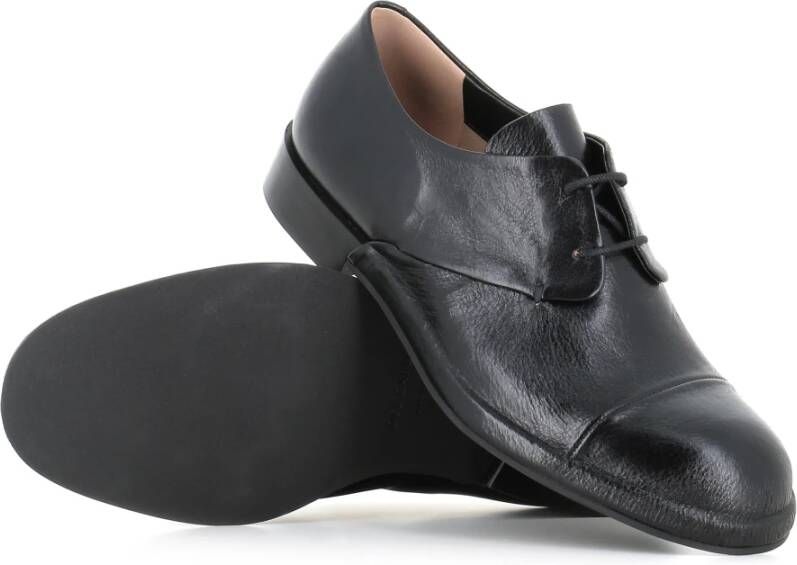 DEL Carlo Zwarte Leren Derby Platte Schoenen Black Dames