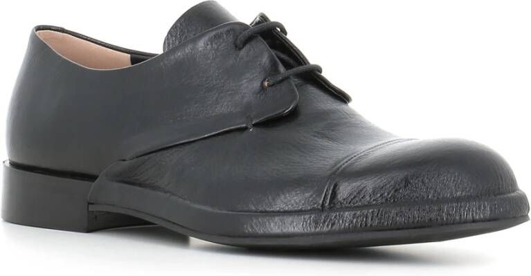 DEL Carlo Zwarte Leren Derby Platte Schoenen Black Dames