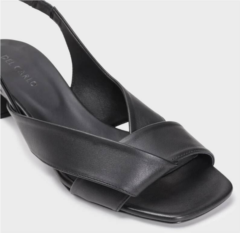 DEL Carlo Zwarte Leren Middelhak Sandalen met Kruisbanden Black Dames