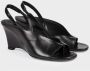 DEL Carlo Zwarte leren sleehak sandalen Black Dames - Thumbnail 2