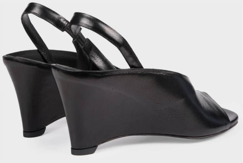 DEL Carlo Zwarte leren sleehak sandalen Black Dames