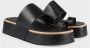 DEL Carlo Zwarte leren teenslippers platform Black Dames - Thumbnail 2