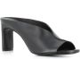 DEL Carlo Zwarte leren V-snede sandalen Black Dames - Thumbnail 3