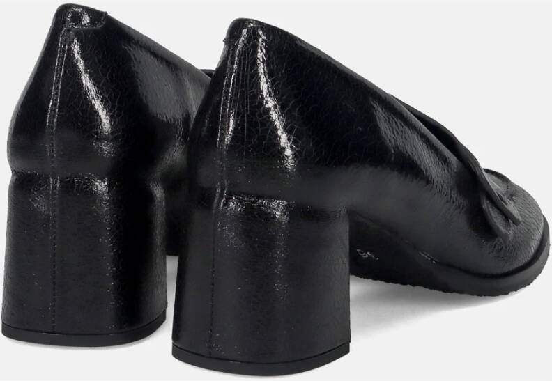 DEL Carlo Zwarte Patent Loafers met Blokhak Black Dames