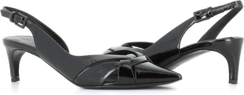 DEL Carlo Zwarte puntige neus leren pumps Black Dames