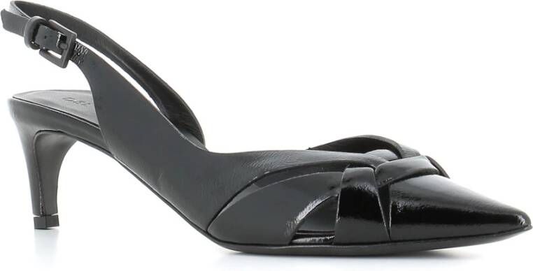 DEL Carlo Zwarte puntige neus leren pumps Black Dames