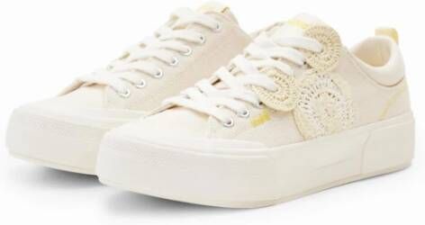 Desigual Witte stoffen sneakers voor vrouwen Beige Dames