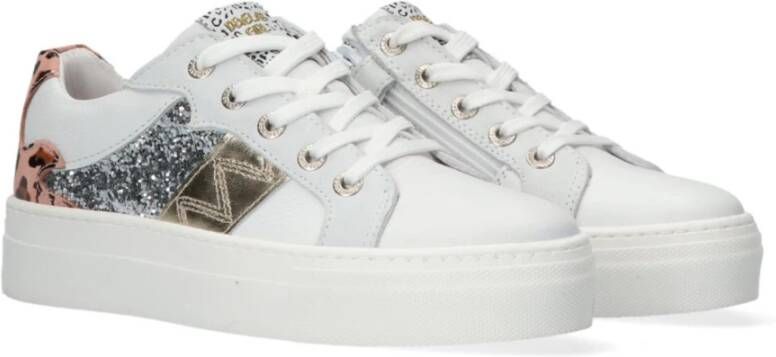 Develab Meisjes Sneakers met Roze Pantherprint White Dames