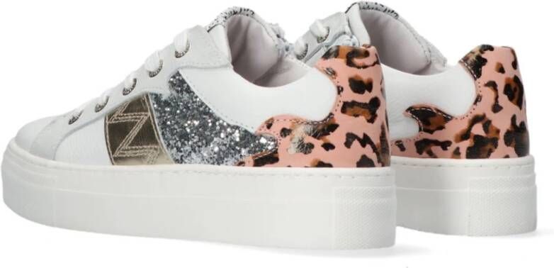 Develab Meisjes Sneakers met Roze Pantherprint White Dames