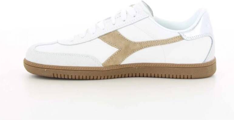 Diadora Beige Metalen Trainer Schoenen White Dames