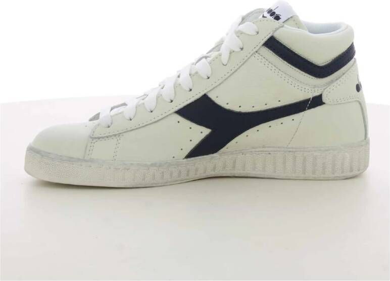 Diadora Blauwe Hoge Top Gewaxte Sneakers White Heren