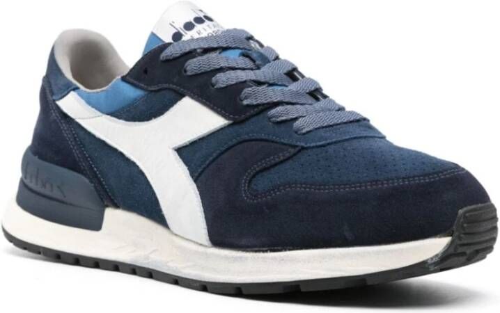 Diadora Blauwe Sneakers Paneelontwerp Logopatch Blue Heren