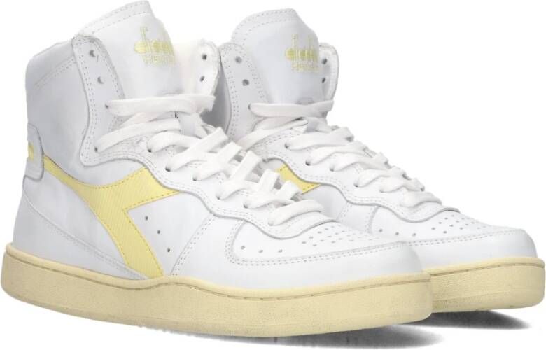 Diadora Gele Leren Hoge Sneakers White Dames