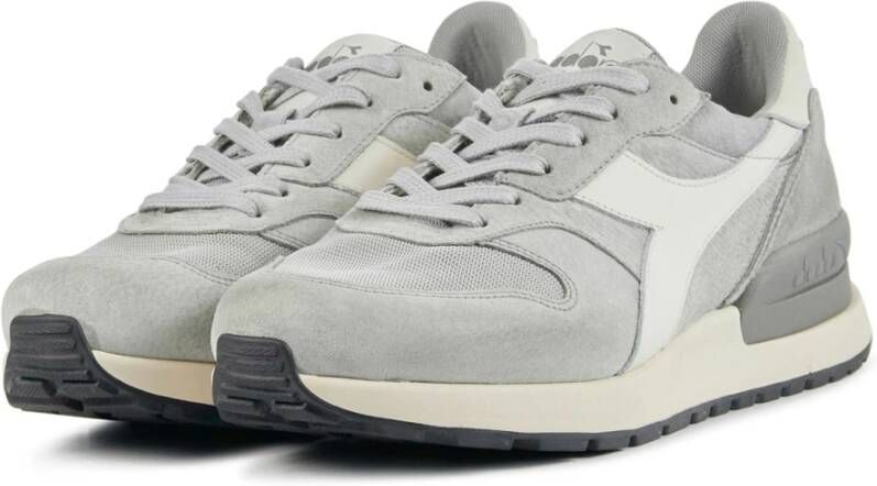 Diadora Grijze Sneakers Leren Heritage Stijl Gray Heren