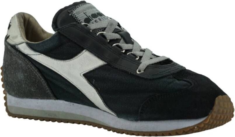 Diadora Grijze Stone Wash Leren Sneakers Gray Heren