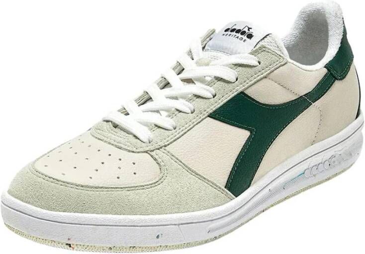 Diadora Groene Leren Sneakers Vetersluiting Stijl Beige Heren