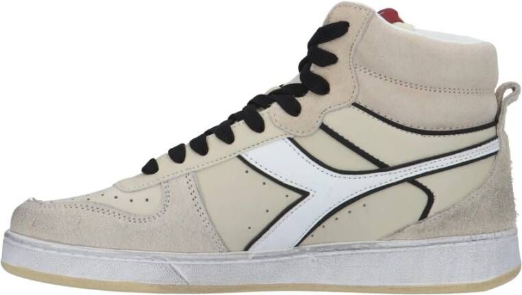 Diadora Hoge Sneaker van Crèmekleurig Leer Beige Heren