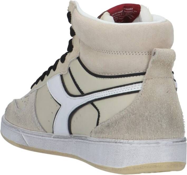 Diadora Hoge Sneaker van Crèmekleurig Leer Beige Heren