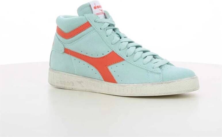 Diadora Koraal Hoge Top Suede Sneakers Blue Dames