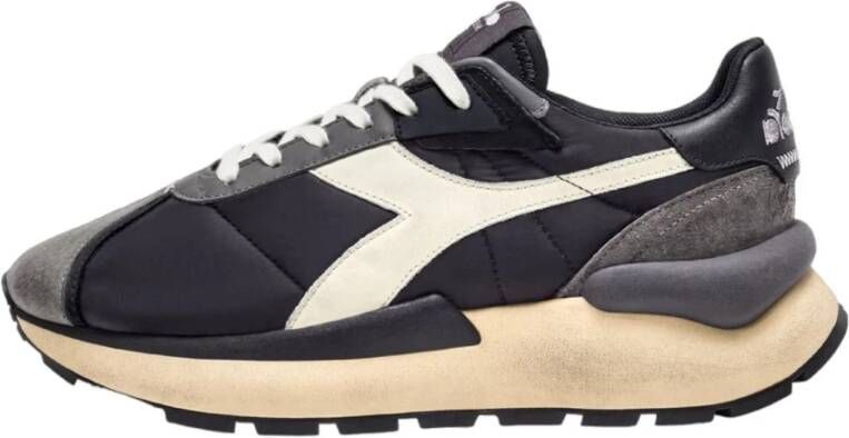 Diadora Lage Top Synthetisch Leren Sneakers Black Heren