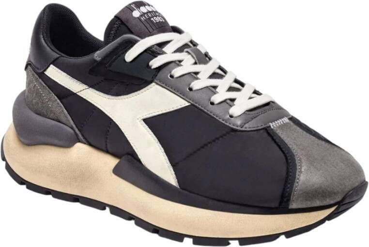 Diadora Lage Top Synthetisch Leren Sneakers Black Heren