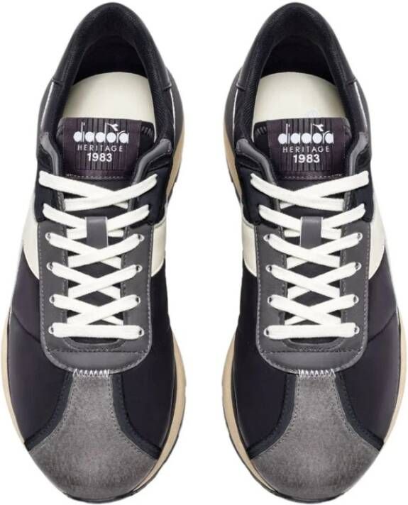 Diadora Lage Top Synthetisch Leren Sneakers Black Heren