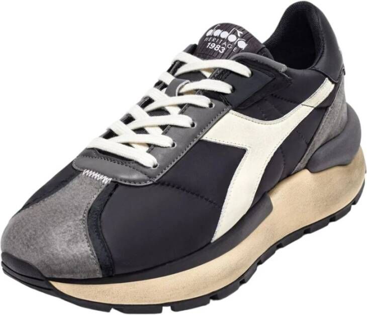 Diadora Lage Top Synthetisch Leren Sneakers Black Heren