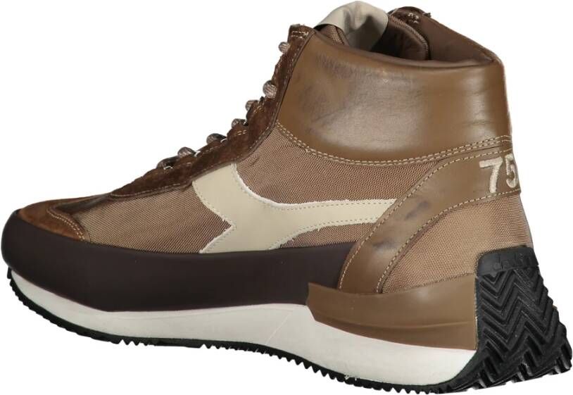 Diadora Leren sneakers met contrasterende inzetstukken Brown Heren