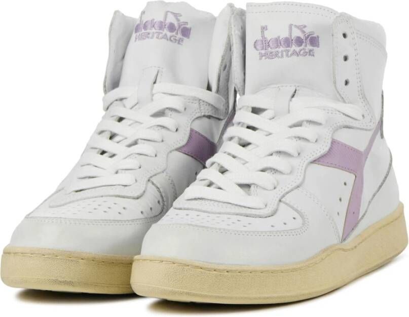 Diadora Lila Leren Sneakers Purple Dames