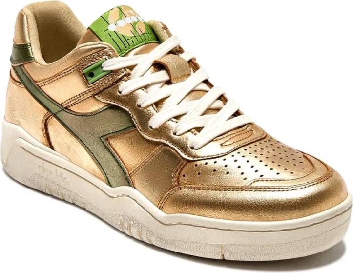 Diadora Metallic Leren Sneakers Beige Dames