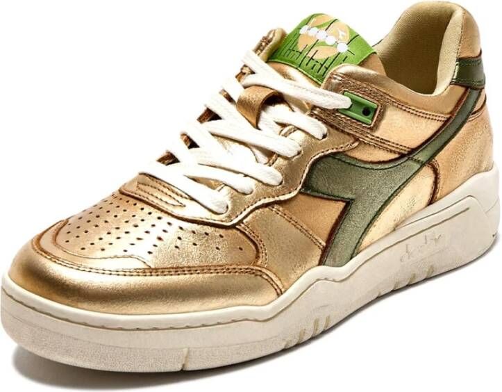 Diadora Metallic Leren Sneakers Beige Dames