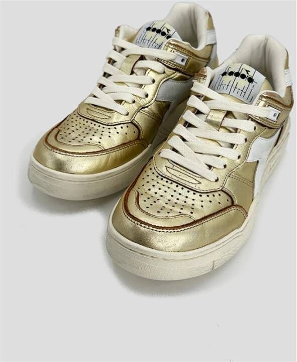 Diadora Metallic Sneaker Gouden Distressed Effect Yellow Heren