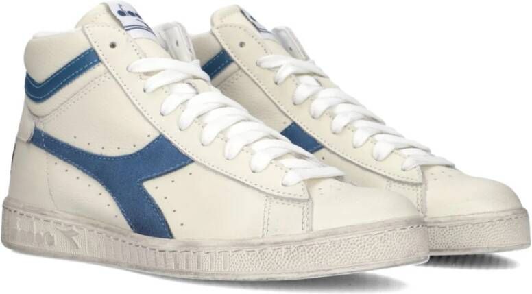 Diadora Offwhite Hoge Sneakers Blauwe Accenten White Dames